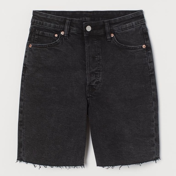 High Waisted Bermuda Black Jean Shorts - Picture 1 of 4